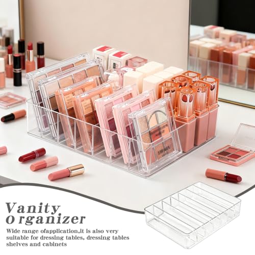 Makeup Organizer for Eyeshadow Palette and Lipstick Organizer, 7 Section Divided Makeup Palette Organizer for Lipstick Highlighter, Skincare Cosmetic Display Cases for Bathroom - style: 1-Pack