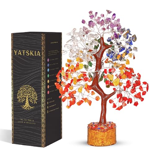 YATSKIA 7 Chakra Crystal Tree of Life, Gemstones and Crystals, Crystals Home Office Decor, Birthday Gifts for Women - color: Seven Chakra (Silver Wire)