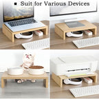 TEAMIX Wood Monitor Stand Riser - 2 Pack Adjustable Dual Monitor Riser for Laptop/PC - color: Maple