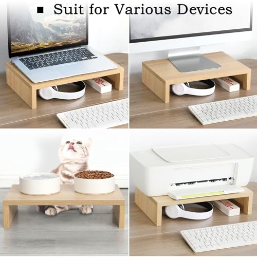 TEAMIX Wood Monitor Stand Riser - 2 Pack Adjustable Dual Monitor Riser for Laptop/PC - color: Maple