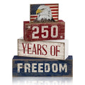 4 Pcs 250th Anniversary 4th of July Decorations USA Patriotic Memorial Day Tabletop Decorations Eagle Red White Blue Table Centerpieces American Flag Sign for Office Tiered Tray Home Shelf Party - style: Eagle Flag