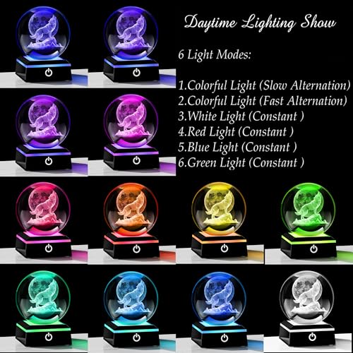 Qianwei Wolf Gifts: 3D Crystal Ball - 3.14'' Laser Decor Glass Animals Figurines Statue & Night Light - style: Wolf Moon