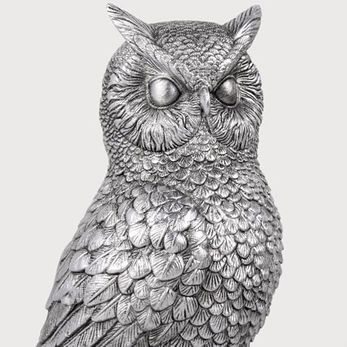 Owl Bookends, Book Ends for Shelves, Vintage Resin Decorative Bookends with Anti-Slip Base for Books Lovers Home Office Decor Book Holder (Silver) - color: Silver