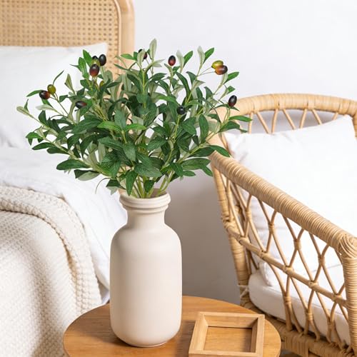 16Pcs Faux Olive Branches&Eucalyptus Branches, 18''Artificial Olive Stems 15''Eucalyptus Stems,Perfect Greenery for Vase,Centerpieces,Spring Decor,Home Decoration for Dining Room&Living Room