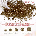 PATIKIL 1000 Pcs No Hole Pearls, 3mm 4mm 5mm 6mm 8mm Mini Round Faux Pearl for Art Crafts Jewelry Making Nail Vase Filler Birthday Wedding Party, Dark Brown - color: Dark Brown