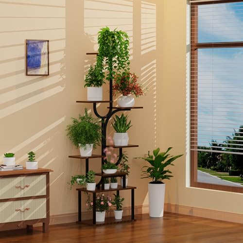 Indoor Plant Stand with Grow Light, 8-Tier U-Shaped Space-Saving Corner Plant Stand, Multi-Size Metal Plant Rack for Home and Balcony Decor