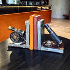 Brown Nostalgic Nautical Bookend Telescope Book Supports Anti-Slip Base Resin (Set of 2) Book Ends to Hold Books Nautical Enthusiast Home Office Shelf Bookcase Decor Gift