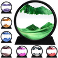 rysnwsu 3D Dynamic Sand Art Liquid Motion, Moving Sand Art Picture Round Glass 3D Deep Sea Sandscape in Motion Display Flowing Sand Painting Relaxing Desk Toys (Green, 12'') - color: Green, size: 12''