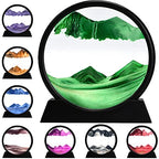 rysnwsu 3D Dynamic Sand Art Liquid Motion, Moving Sand Art Picture Round Glass 3D Deep Sea Sandscape in Motion Display Flowing Sand Painting Relaxing Desk Toys (Green, 12'') - color: Green, size: 12''