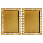 2Pcs Rectangle Iron Cupcake Serving Tray Fruit Dessert Plates for Party Anniversary Wedding Christmas Baby Shower (Gold) - color: Gold