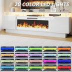 LEMBERI 70" Fireplace TV Stand for TVs up to 80 Inches with White 36'' Electric Fireplace & Remote, Modern Entertainment Center with LED Light,Woodeen TV Console for Living Room, 8 Acrylic Posts, Wht - color: White With White Fireplace (Acrylic Posts), si