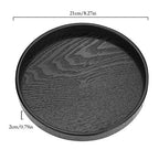 Round Wood Serving Tray, Solid Wooden Decorative Tray Non-Slip Tea Coffee Table Tray Snack Plate Food Meals Serving Tray with Raised Edges for Home Decor Kitchen Restaurant (8.2inch, Black) - size: 8.2"