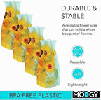 MODGY Expandable Flower Vase, Plastic Decorative Modern Foldable Printed Vases for Centerpieces for Wedding, Dining Table, Home Decor, Living Room, Bathroom, Office, Sunflowers, 4 Pack - style: 4 Pack