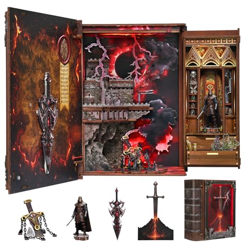CCCDF Book Nook Kit - DIY Miniature House Kit for Adults, Teens, Dollhouse Magic Booknook Tiny House Bookshelf Decor, Gifts for Family, Friends (Sword of Fire) - style: Sword of Fire