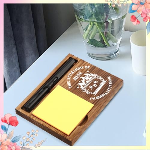 FOUGSTA Fun Office Decor - Wooden Notepad Pen Holder With Humorous Quotes, 16.5 x 12 cm - style: FINE