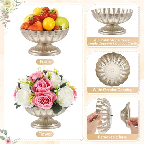 2 Pcs Metal Compote Bowl for Centerpiece Flower Holder Small Compote Vase Decorative Indoor Outdoor Flowers Fruits Plant for Valentine's Day Wedding Home Party Decoration (Silver) - color: Silver