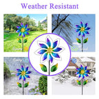 14'' Wind Spinners Outdoor, Flower Kinetic Wind Sculpture & Spinners, Metal Wind Spinners for Yard Garden Patio Decor (Purple) - size: 14'' Purple