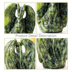 Apengshi Dragon Statue Natural Green Jade Crystal Animal Figurine, Decorative Collectible Sculpture for Home Office Desk Gift for Teen Men Women, for Gamers & Collectors(Classic Style)