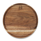 YANGQIHOME 11.8 inches Round Wood Tray, Wooden Serving Tray, Acacia Plates, Appetizer Charcuterie Board, Tray Organizer for Kitchen/Countertop, 11.8 x 11.8 x 0.8 inch - size: 11.8"