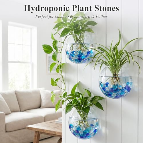 DomeStar 65PCS Iridescent Blue Flat Marbles, Decorative Glass Pebbles Beads Vase Fillers Decorative Fish Tank Aquarium Rocks for Centerpieces Table Decor