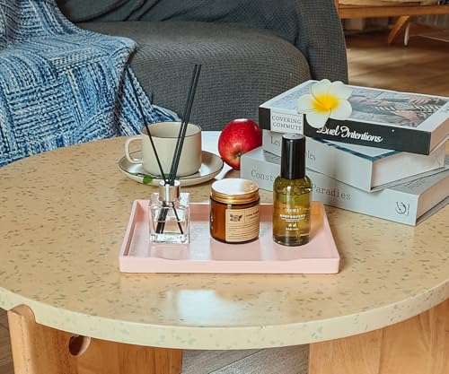 Pink Small Serving Tray (9.5 x 7 inch), Countertop Organizer for Bathtub Bathroom Vanity Items, Serving Accessory, Coffee, Drinks, Tea, Party, Spa, Perfume and Display Use. - color: Pink-1 Tray, size: 9.5" x 7" x 0.8"