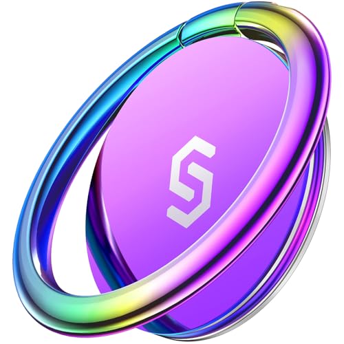 Syncwire Adhesive Phone Ring Holder Stand, 360° Rotation Cell Phone Finger Ring Kickstand, Polished Metal Phone Grip for Smartphones-Aurora Gradient - color: Aurora Gradient, size: 1 Pack