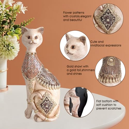 Leekung Cat Statue for Home Decor,Cat Figurine and Sculptures for Shelf Table Desk Bathroom Living Room Bedroom Decor,Vintage Home Décor Accents,Cats Art Themed Decorations,Cats Lover Gifts for Women
