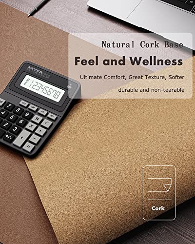 YSAGi Double-Sided Desk Pad, Leather Desk Mat, Eco Cork Desk Pad Protector,Large Mouse Pad,Waterproof Desk Blotter for Office/Home (Coffee+Cork, 47.2" x 23.6") - color: Coffee+cork, size: 47.2" x 23.6"