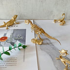 Gold Tyrannosaurus Rex Skeleton Sculpture Solid Metal Animal Ornament Mini Animal Figurine for Home Office Garden Desktop Decor - style: Tyrannosaurus Rex Skeleton