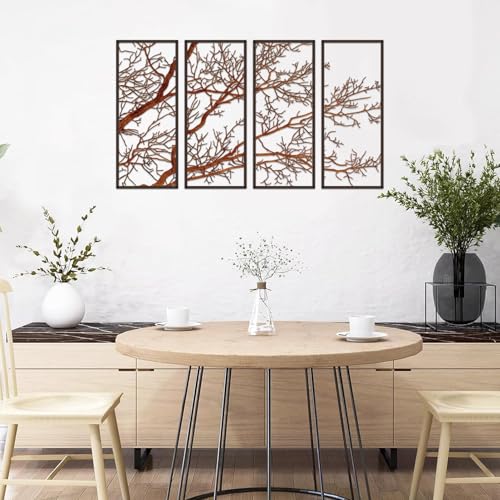 ESTART 4 Pieces Tree of Life Metal Wall Decor, Colorful Tree Branch Metal Wall Art, Tree Sign Wall Hangings for Home Garden Office Living Room Indoor Outdoor (Colorful, Large) - color: Colorful, size: Large