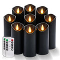 Homemory Black Flameless Candles, Halloween Candles, Battery Operated Candles, LED Pillar Candles with Remote Control and Timers, Set of 9 - color: Black