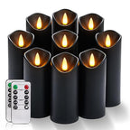 Homemory Black Flameless Candles, Halloween Candles, Battery Operated Candles, LED Pillar Candles with Remote Control and Timers, Set of 9 - color: Black