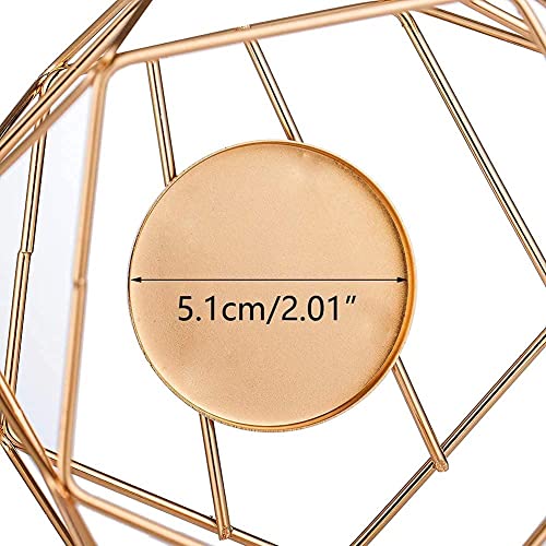 Hewory Geometric Tealight Candle Holders Gold, Modern Metal Geo Wedding Centerpieces for Table, Votive Candle Stand Accent for Tea Light for Home Shelf Mantel Christmas Birthday Party Decor, 12pcs