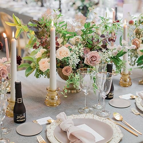 NITIME 12pcs Gold Candlestick Holders- Taper Candle Holders for Table Centerpiece- Glass Candle Holder for Wedding, Dinner Table, Party and Festival Decoration - color: Gold-12pcs