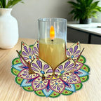 DIY Diamond Art Painting Candlestick Holders 5.71in Mandala Flower Shape Desk Candle Tray Tabletop Ornaments for Wedding Ramadan Party Home Table Centerpiece-Mandala13 - color: Mandala13