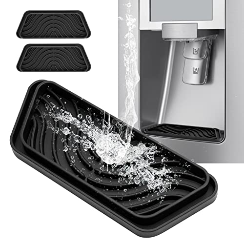 Refrigerator Drip Catcher, Refrigerator Drip Tray For Water Tray,Fridge Water Dispenser Drip Tray Prevents Water Splashes,Non-slip Silicone Dispenser Drip Collector for Ge Samsung -2 PCS Black - color: Black, size: 2PCS Rectangular