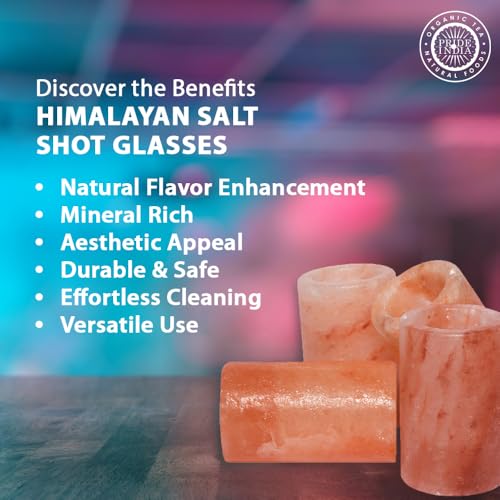 Pride of India | Pink Salt Crystal Accessories (Pink Salt Crystal Shot Glass - Round Shape) | Perfect for cocktails, shooters, tequila | Stylish & Trendy | Highest Quality & Food-Grade - color: Pink Salt Crystal Shot Glass - Round Shape