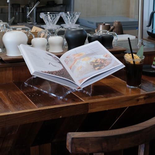 Clear Acrylic Book Holder, Wavy Edge Open Book Stand for Display and Reading Cookbook, Art Book, Bibles, Magazines (12.5” x 9.5" x 5.9”) - size: Large