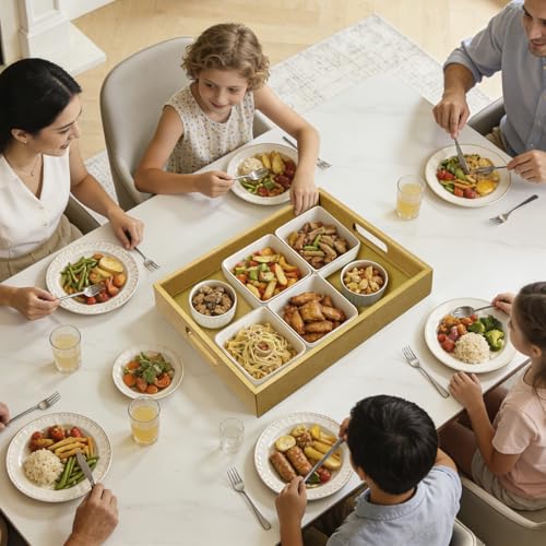 20 * 14 inches Leather Rectangle Serving Tray with Hole Handles,High-End Light Large Service Tray for Ottoman Tray, Tea, Food, Butler - Countertop, Kitchen,Family Dinner, Picnic (Brown) - color: Brown, size: 20" x 14" x 2"