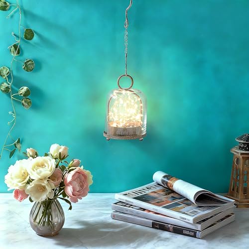 5"x7.5" Versatile Modern Metal Hurricane Lantern with Handmade Sturdy Glass Dome in Rustic Brown for 3" Pillar Candle & Plants, Industrial, Farmhouse, Shabby Chic (Brown, 5"x7.5" for 3" Pillar) - color: Brown, size: 5"x7.5"
