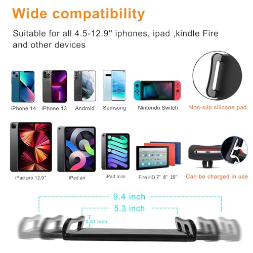 Tablet Floor Stand with Double Weight Base,Overhead Bed Phone Stand Height Adjustable/ Arm Stretchable Tablet Holder, Compatible with 4.5''-13'' iPhone, iPad, Galaxy Tab, Kindle, or Other Phones
