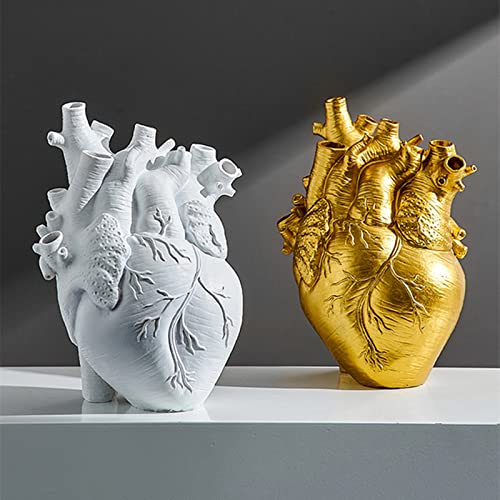 Vase Flower Vases Heart Shaped Decor Resin Flower Pot Modern Unique Nordic Art Style Decorative Vase for Home Wedding Gift Desktop Living Room Decoration - Gold - color: Golden