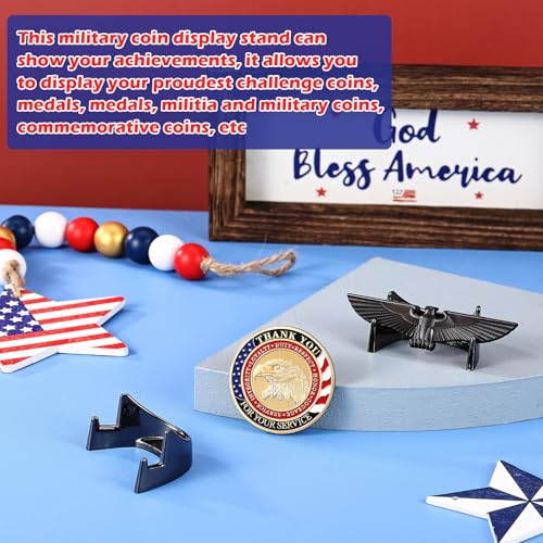 Yaocom 4 Pcs 1.69 Inch Metal Challenge Coin Display Stand Military Coin Holder Medallion Token Holder for Veterans Collectors Fits 2 Inches and up Coins Medals Pocket Watches (Black) - color: Black