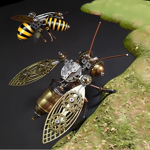 Mechanical Metal DIY 3D Bumblebee Model Kits Puzzle for Adults Insect Brass Puzzle Steampunk Electric Mechanical, Assembly DIY Gift Craft Hobby for Men (Bumblebee) - style: Bumblebee