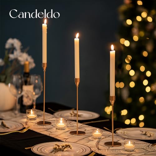 Candlestick Candle Holders Gold Taper: Candeldo Tall Brass Candles Stick Holder Decor Set of 30 Dinning Table Centerpiece Vintage Metal Candle Stand Wedding Decorations - color: Gold, size: 30PCS