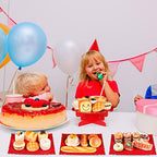 Zopeal 7 Pcs Dessert Table Display Set 3-Tier Cupcake Stand 1-Tier Cup Cake Display Tower Platters and Serving Trays Cardboard Cake Cookie Holders for Wedding Birthday Party Baby Shower(Red) - color: Red