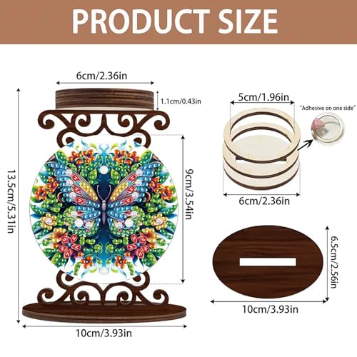 ARTopet DIY Diamond Art Painting Candlestick Holders Wooden Desk Candle Holder Ornament Double Sided Diamond Tabletop Ornaments for Home Decor-Butterfly - color: Butterfly