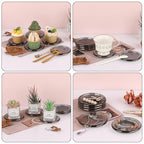 OwnMy 5PCS Glass Pillar Candle Holders Set - 3 Inch Glass Pillar Candle Plates, Round Candle Stand Base Clear Candle Plates and Trays for Wedding Dining Table Centerpieces, Grey