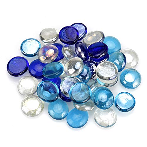 Mr. Fireglass 10 Pound Blended Fire Glass Beads, 1/2" High Luster Mixed Colored Fire Glass Drops for Fireplace Fire Pit & Lanscaping, Cobalt Blue, Crystal Ice, Caribbean Blue (Pack of 2) - color: Cobalt Blue, Crystal Ice, Caribbean Blue, size: 1/2 inch, 1