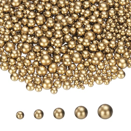 PATIKIL 1000 Pcs No Hole Pearls, 3mm 4mm 5mm 6mm 8mm Mini Round Faux Pearl for Art Crafts Jewelry Making Nail Vase Filler Birthday Wedding Party, Dark Gold - color: Dark Gold